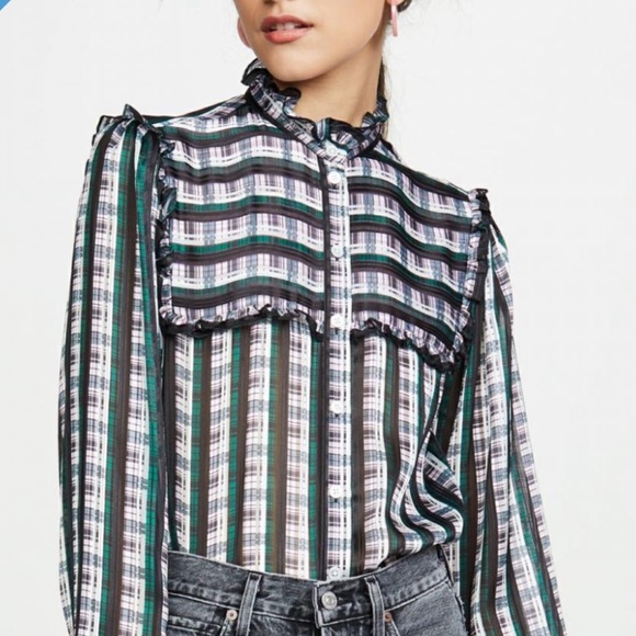 Jason Wu Striped Plaid Ruffle Blouse - Picture 14 of 15
